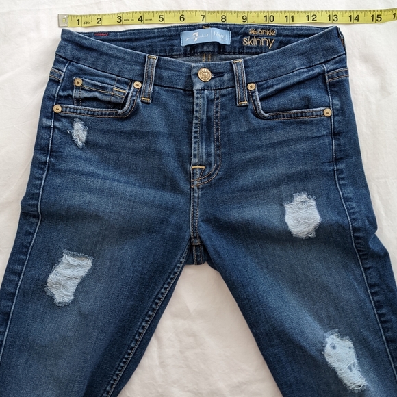 7 For All Mankind B(AIR) Ankle Skinny Distressed Jeans Size 24 - Picture 12 of 16